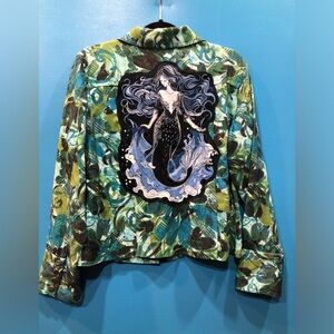 Handmade jacket vintage style MERMAID womens L upcycled wearable art PTP 22”
